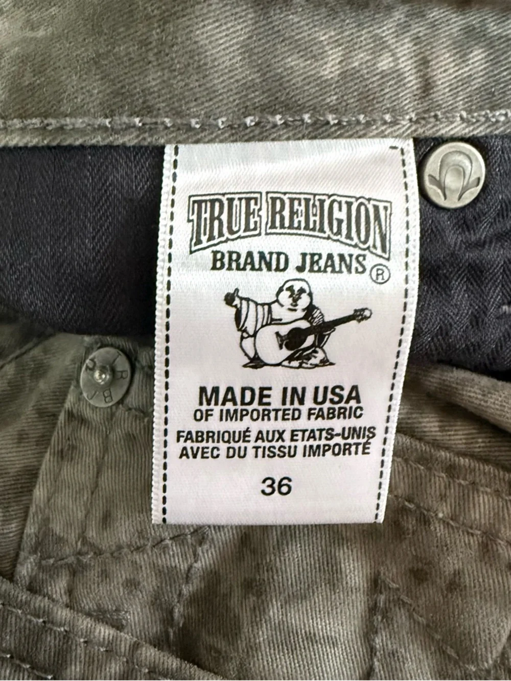 True Religion Vinny Tie Dye Camo Jeans Size 36 Made in USA Button Fly